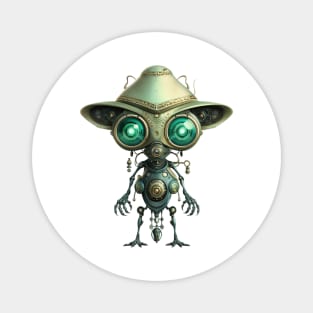 Steampunk Green Robot #8 Magnet